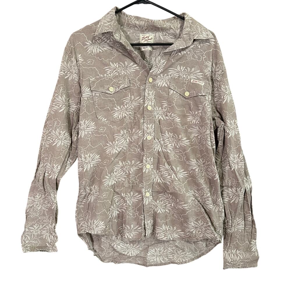 Lucky Brand Mens Shirt Brown Leaf Print Western Sportswear Guaranteed Fit M